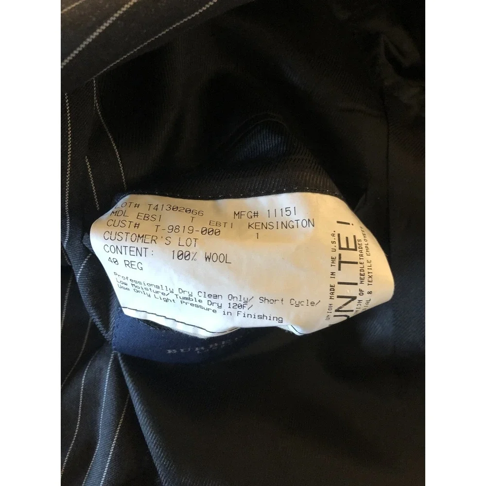 Burberry Blazer 40R Black Pinstripe 100% Wool Career Classic‎ Kensington FLAW